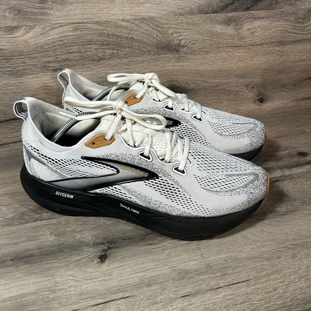 Brooks Glycerin 22 Men's Size 11.5 White Grey Running Shoes Sneakers Wide 2E